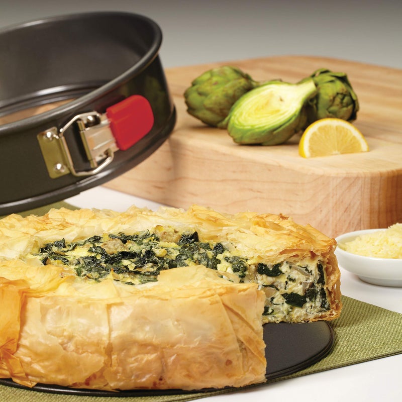 Rachael Ray Oven Lovin' Nonstick Bakeware Springform Baking Pan With Grips / Nonstick Springform Cake Pan With Grips / Nonstick Cheesecake Pan With Grips, Round - 9 Inch, Gray - Image 2