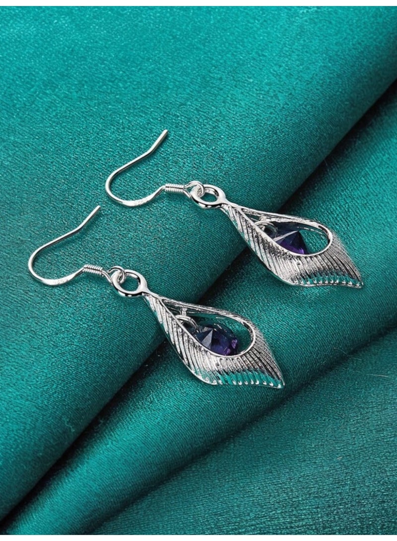 Dangle Charms Elegant 925 Silver Plated Earrings For Women - Image 2