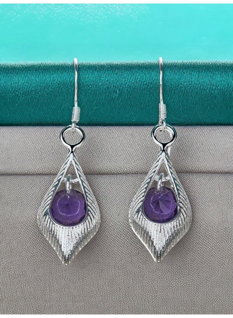 Dangle Charms Elegant 925 Silver Plated Earrings For Women - Image 5