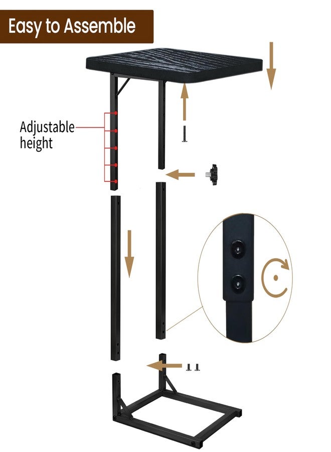 OFIDELITY Premium Adjustable C Shaped End Table, Mini Side Tables for Couch and Sofa, Small Coffee Table with Metal Frame, Beautiful and Practical Sidekick for Your Living Room, Bedroom, Bedside, Rustic Black - Image 3