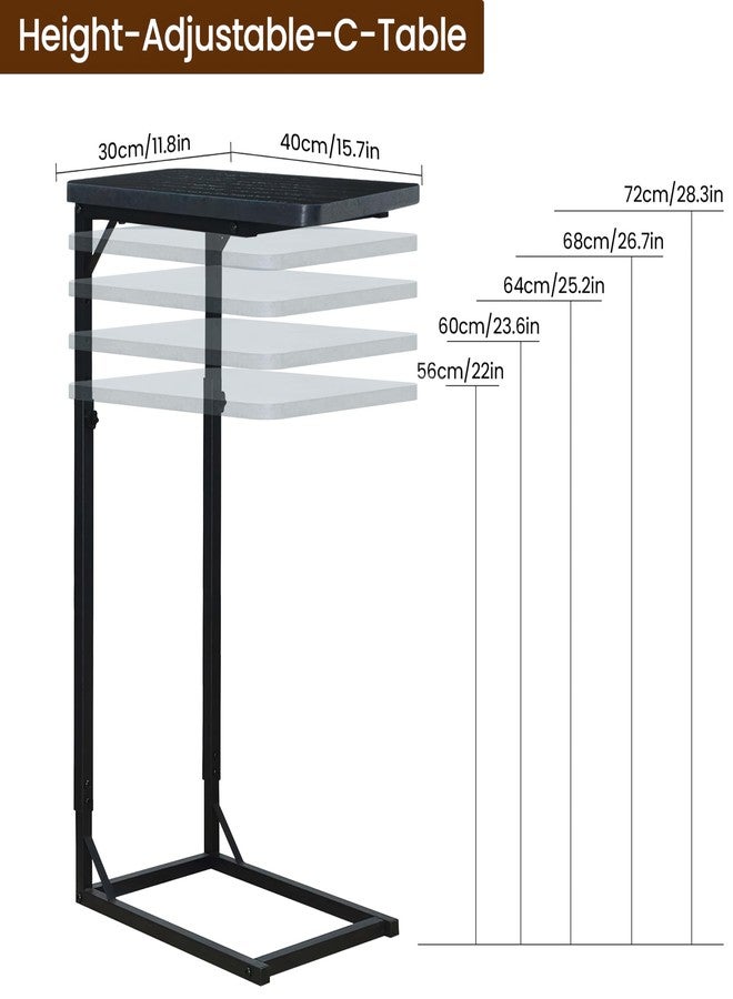 OFIDELITY Premium Adjustable C Shaped End Table, Mini Side Tables for Couch and Sofa, Small Coffee Table with Metal Frame, Beautiful and Practical Sidekick for Your Living Room, Bedroom, Bedside, Rustic Black - Image 4
