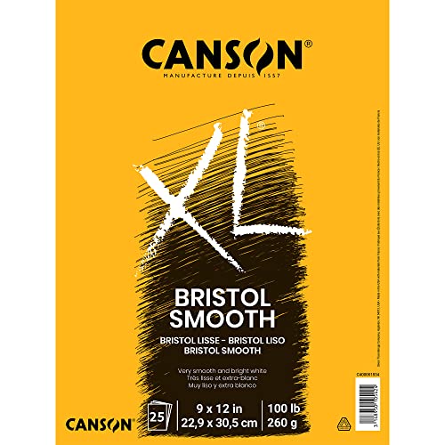 CANSON ورق كانسون XL سلسلة بريستول، ناعم، دفتر قابل للطي، 9x12 بوصة، 25 ورقة (100 رطل/260 جرام) - ورق فني للبالغين والطلاب - للأقلام، الحبر، والما markers - Image 1