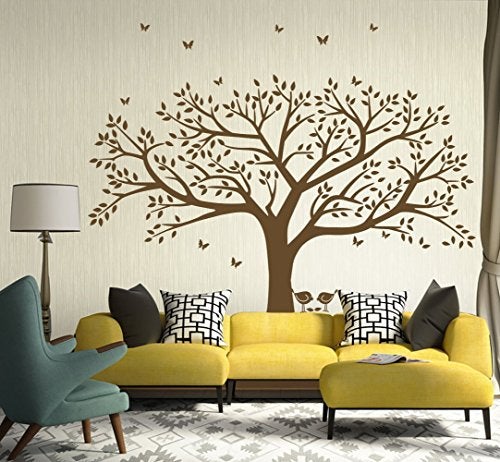 MAFENT Giant Family Photo Tree Wall Decal Wall Sticker Vinyl Mural Art for Home Decor Room Decor (Brown) - Image 1