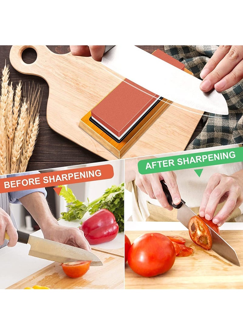 Arabest - Whetstone Set, Premium Double Sided Whetstone Knife Sharpening Set, 400/1000 & 3000/8000 Whetstones with Bamboo Base, Angled Rails & 2 Non-Slip Rubber Bases - Image 1