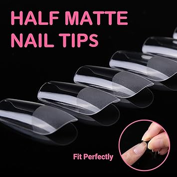 Diboniur Medium Square Nail Tips 550PCS Full Cover 11 Sizes Half Matte Soft Gel Tips for Gel Extensions French Manicure and Nail Art - Image 4