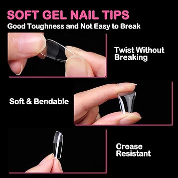 Diboniur Medium Square Nail Tips 550PCS Full Cover 11 Sizes Half Matte Soft Gel Tips for Gel Extensions French Manicure and Nail Art - Image 5