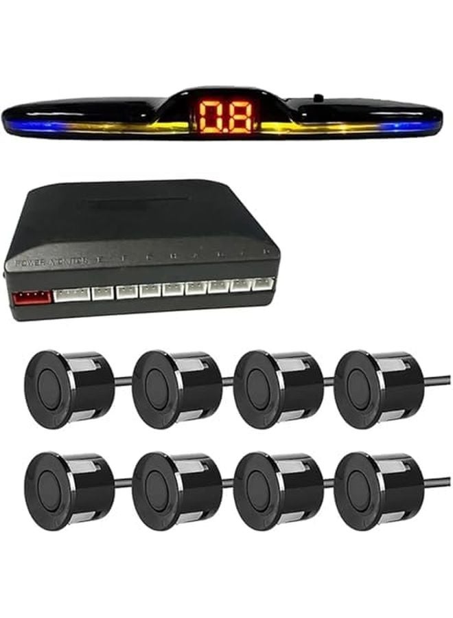 مجموعة مستشعرات الركن السوداء 8 أجهزة استشعار رادار شاشة عرض النسخ الاحتياطي مساعد بارك ترونيك - Image 1