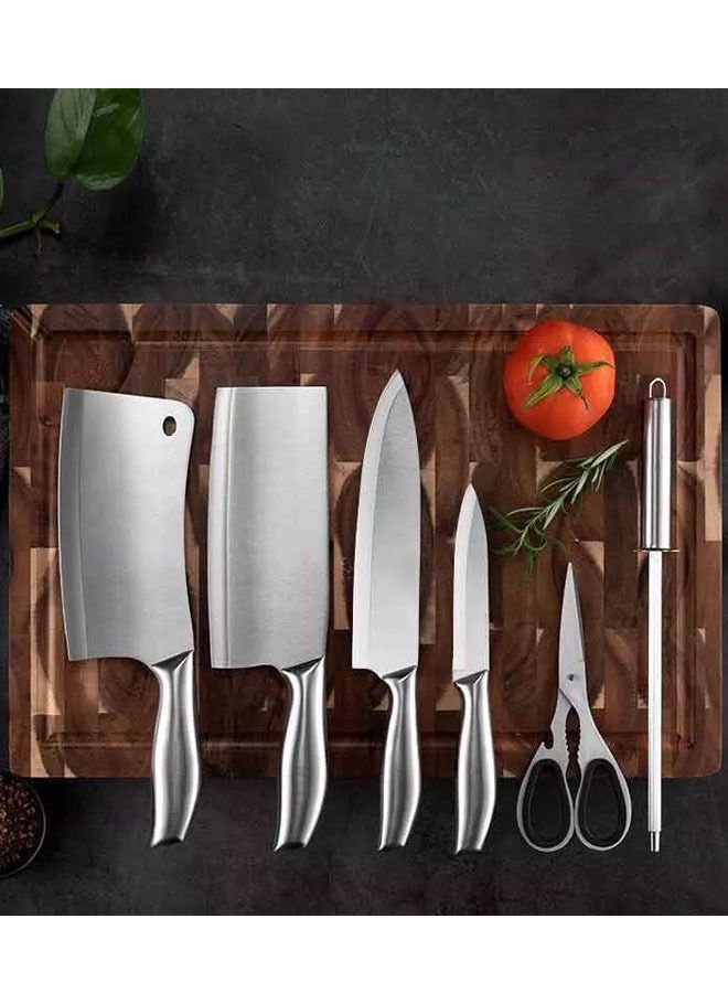 AGD 5-Piece Kitchen Knife Set With Stand  YG-607-2 Silver/Black - Image 5