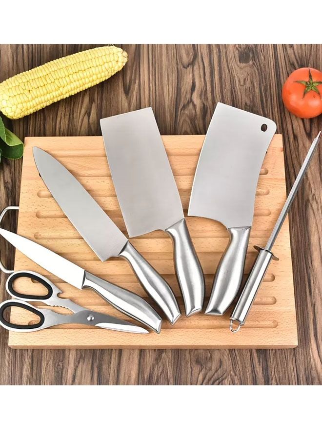 AGD 5-Piece Kitchen Knife Set With Stand  YG-607-2 Silver/Black - Image 3