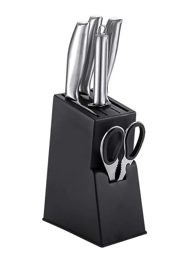 AGD 5-Piece Kitchen Knife Set With Stand  YG-607-2 Silver/Black - Image 1