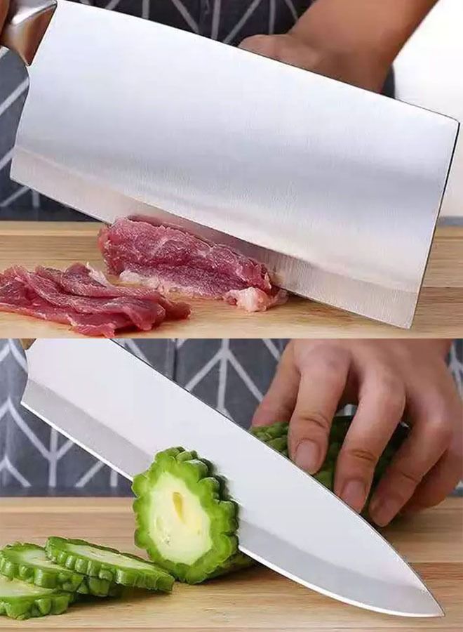 AGD 5-Piece Kitchen Knife Set With Stand  YG-607-2 Silver/Black - Image 4