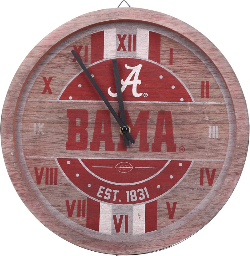 NCAA Wooden Barrel Wall Clock