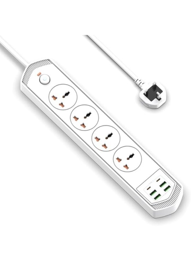 CREATMOR Extension Cord Surge Protector 3M 4 AC Outlets/2 Type C Ports/4 USB Ports Power Strip Power extension 4.2A 240V/10A Surge Protection - Image 1