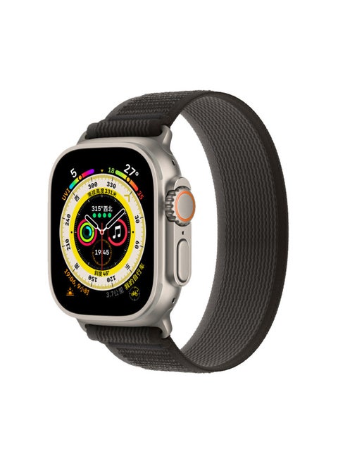 For Apple Watch 10 Wild Trail Loop Strap For Apple Watch Ultra2 Nylon Strap IWatch-Color:1#Black With Gray 49/46/45/44/42