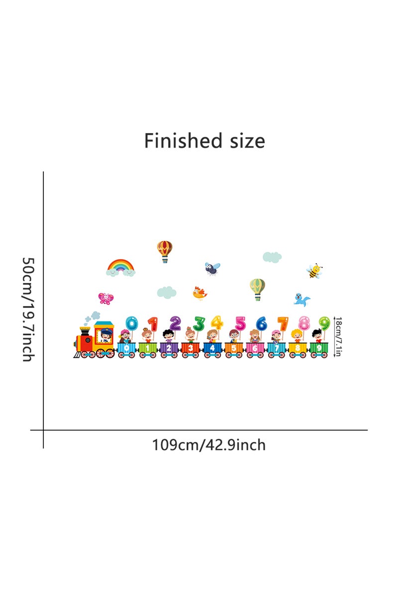30x60cm X2pcs MULTI Colorful Numbers Cartoon Train Wall Stickers for Nursery Kids Room Decor Art Kin