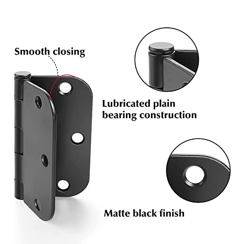Haidms 30 Pack Matte Black Door Hinges No Squeak 3.5 Inch Interior Door Hinges Rounded with 5/8" Radius Corner Removable Pin - Image 5