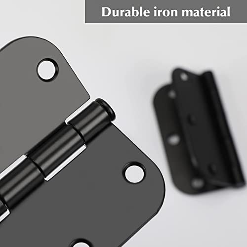 Haidms 30 Pack Matte Black Door Hinges No Squeak 3.5 Inch Interior Door Hinges Rounded with 5/8" Radius Corner Removable Pin - Image 4