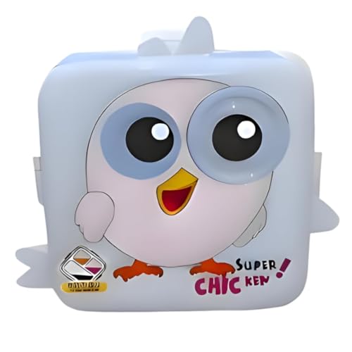 Topinon Super Kids Lunch Box with Stainless Steel Insulated Compartments Tiffin for School with Spoon, BPA-Free | Leak-Resistant Box with Tray & Container (Random Colour) (Chicken) - Image 1