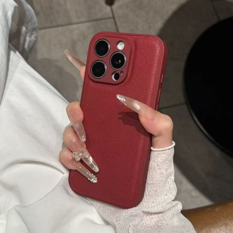 غطاء واقي، لـ iPhone 15 / 15 Plus / 15 Pro / 15 Pro Max، مقاوم للخدش، وردي ملمس جلد باللون الوردي للمكتب المنزلي للتنقل اليومي للرحلات اليومية - Image 3