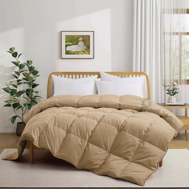 500 GSM Winter Comforter Double Bed Size 90X100 Quilted Blanket With Microfiber Fill Heavy Unique Design for Double Size Beige Color