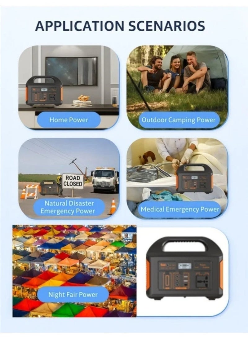 Portable Power Generator Station 500w with 75W 18V Solar Panel, LiFePO4 Battery Solar Power Kit with Pure Sine Wave Inverter, LED Light, DC/USB/AC Output for Home Backup, Outdoor Camping, RV Travel - Image 2