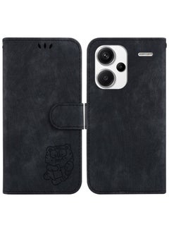 HuHa Case Cover For Xiaomi Redmi Note 13 Pro+ 5G Little Tiger Embossed Leather Phone Case Black 