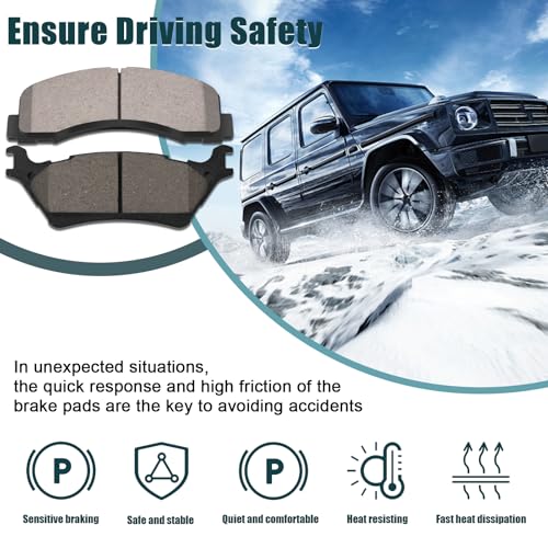 HYFTJYZ Ceramic Front and Rear Brake Pads Compatible with 2012-2014 Ford F-150 (with 6 Lugs or 7 Lugs Rotors),Compatible with 2015-2020 Ford F-150 (Models with Manual Parking Brake), D1414+D1602 - Image 3