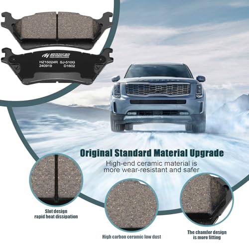 HYFTJYZ Ceramic Front and Rear Brake Pads Compatible with 2012-2014 Ford F-150 (with 6 Lugs or 7 Lugs Rotors),Compatible with 2015-2020 Ford F-150 (Models with Manual Parking Brake), D1414+D1602 - Image 4