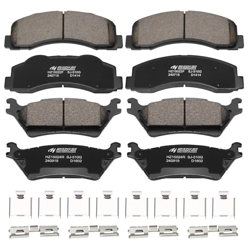 HYFTJYZ Ceramic Front and Rear Brake Pads Compatible with 2012-2014 Ford F-150 (with 6 Lugs or 7 Lugs Rotors),Compatible with 2015-2020 Ford F-150 (Models with Manual Parking Brake), D1414+D1602 - Image 1