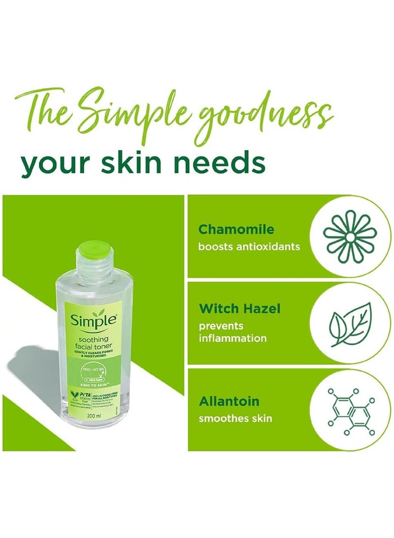 simple Soothing Facial Toner Kind to Skin 200ml for Women - Image 2