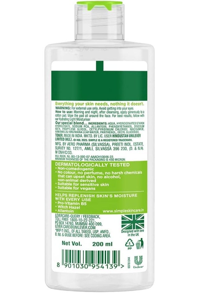 simple Soothing Facial Toner Kind to Skin 200ml for Women - Image 3