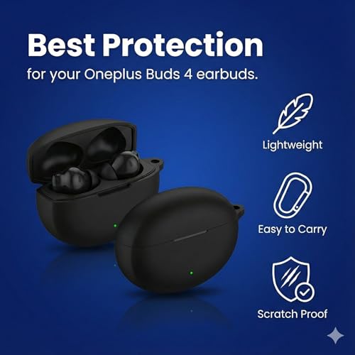 iTronix Earphone Case Cover Compatible for OnePlus Buds 4, Soft Silicone Skin Case Cover Shock-Absorbing Protective Case with Carabiner - Image 3