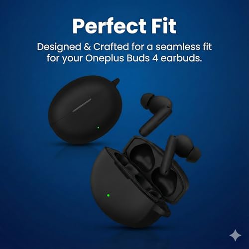 iTronix Earphone Case Cover Compatible for OnePlus Buds 4, Soft Silicone Skin Case Cover Shock-Absorbing Protective Case with Carabiner - Image 2
