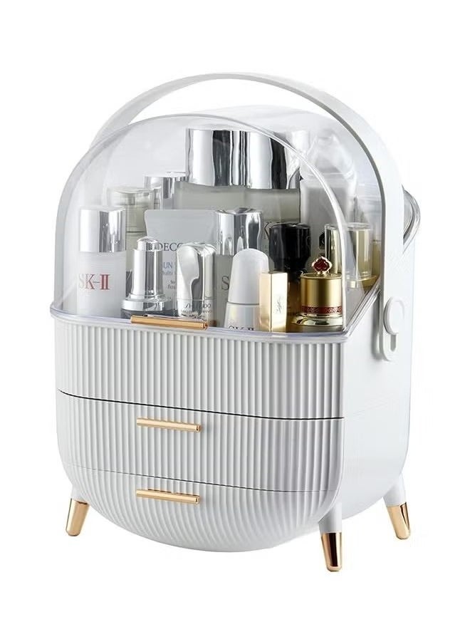 Beauenty Makeup Storage Organizer,Cosmetics Display Case with Brush,Lipstick Organizer and Transparent Cover,Skincare Organizers for Bathroom Countertop,Bedroom Vanity Desk and Travel (White)  - Image 2