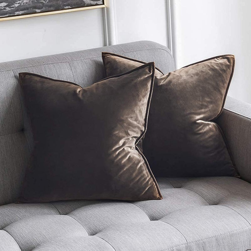 Blue Monkey Soft Velvet Cushion Cover Soft Throw Pillow Cover Pack of 2, Solid Square Cushion Case (10x10, Brown) - Image 4