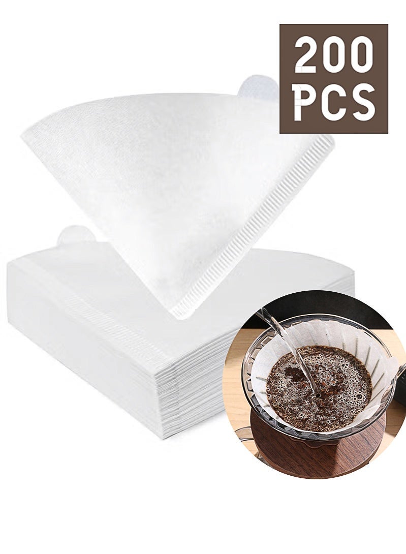 200 Pcs V01 Coffee Filters, Unbleached 1-2 Cups Disposable V01 Coffee Paper Filters, Compatible with Cone Shaped Pour Over Coffee Filter and Drip Coffee Maker - Image 1