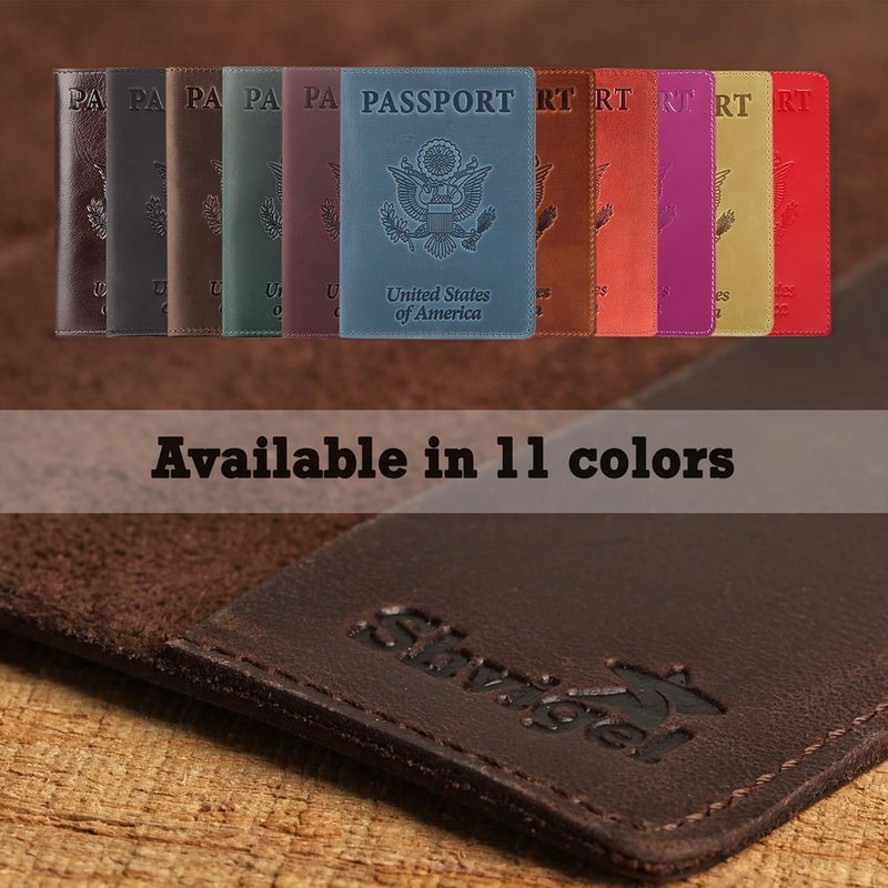 Shvigel US Leather Passport Book Cover - Thin American Travel Passport Holder - Premium International USA Passport Protector Case for Women Men (Brown Vintage New) - Image 4