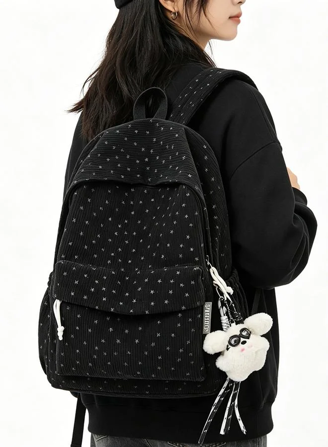 Take Two Black Corduroy Star Print Backpack