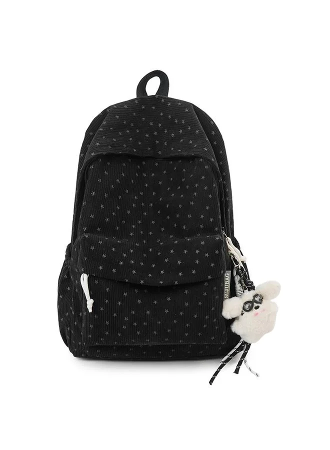 Take Two Black Corduroy Star Print Backpack