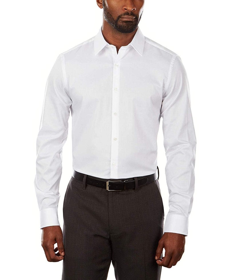 Van Heusen قميص رسمي للرجال من فان هيوزن بياقة مرنة وقصة ضيقة، أبيض، 14.5" رقبة 32"-33" كم - Image 1