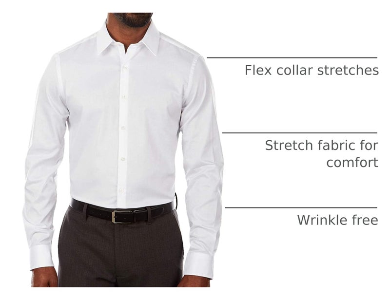 Van Heusen قميص رسمي للرجال من فان هيوزن بياقة مرنة وقصة ضيقة، أبيض، 14.5" رقبة 32"-33" كم - Image 4