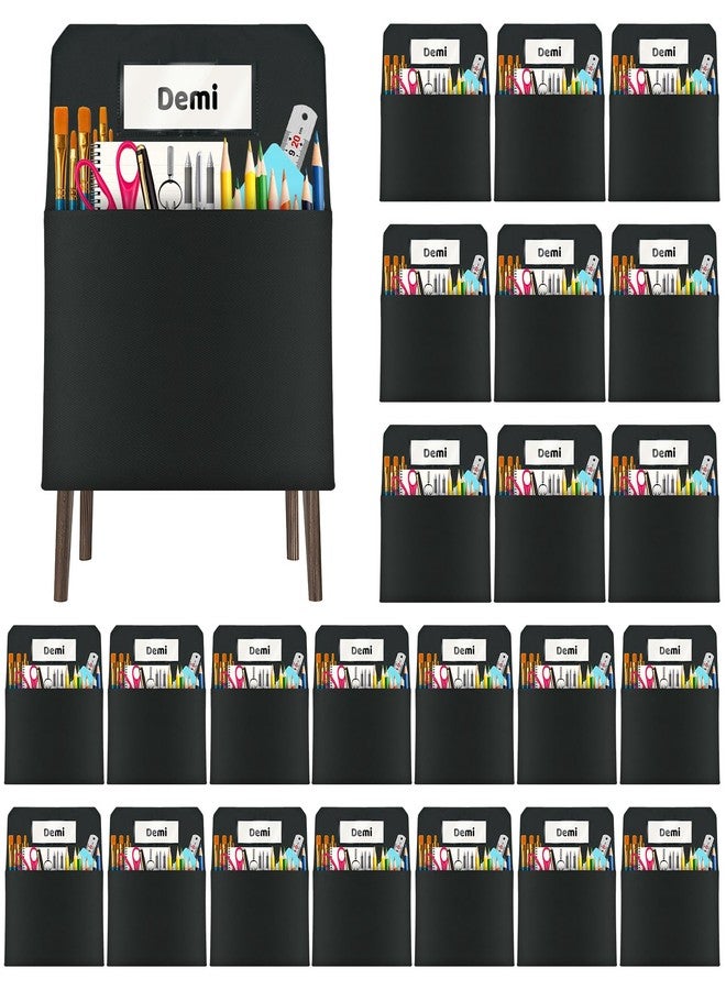 FLICKZY 24 Pack Chair Pockets for Classrooms, 16 x 19 inch Pocket Chart Back of Chair Organizer for Kids with Name Slot, Seat Sacks for Classroom Chairs Seat Storage (Black, 24Pack) - Image 1
