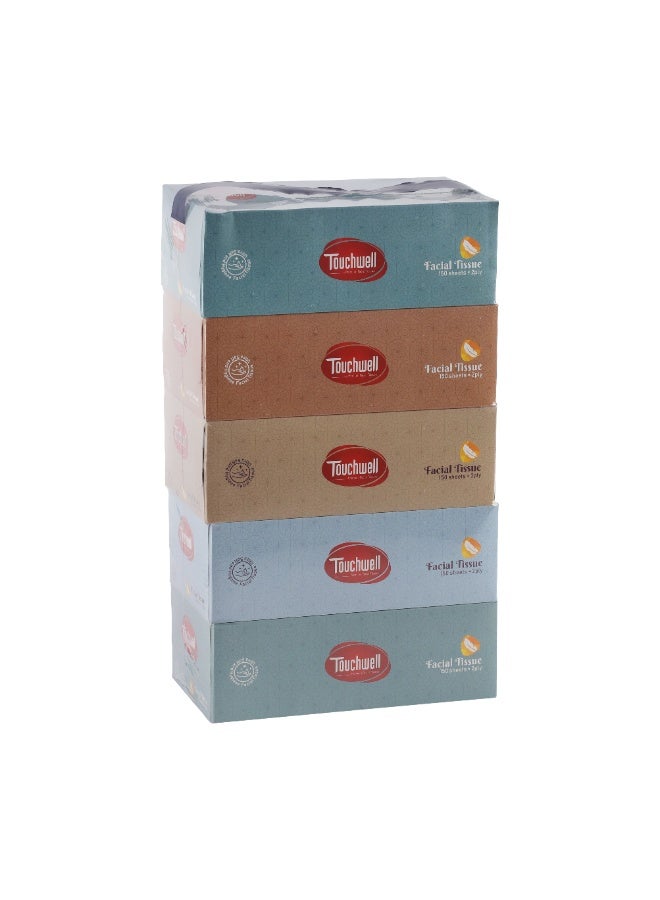 Touchwell Tissue Box 150 Sheet each box 2-Ply 5 pcs combo pack facial tissue - Image 1