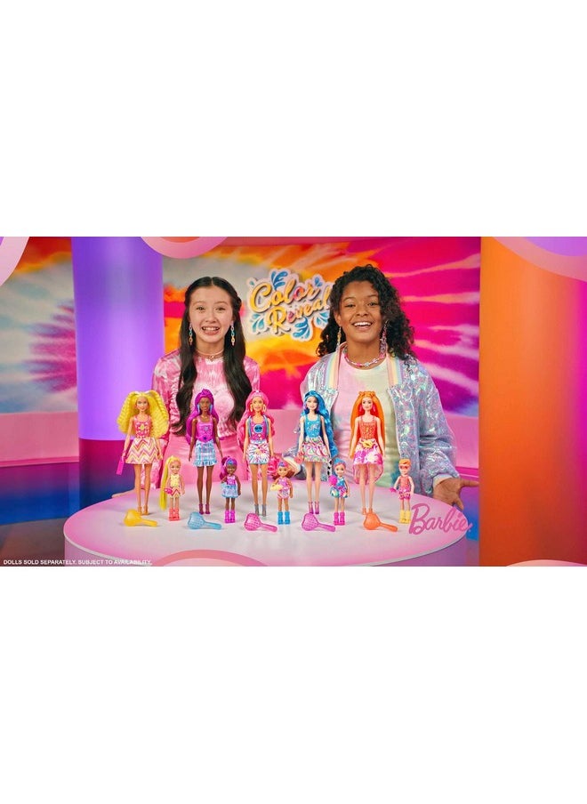 Barbie دمية صغيرة من Color Reveal مع ملحقاتها من سلسلة Neon Tiedye المكونة من 6 مفاجآت و1 دمية تشيلسي (قد تختلف التصاميم)  - Image 3
