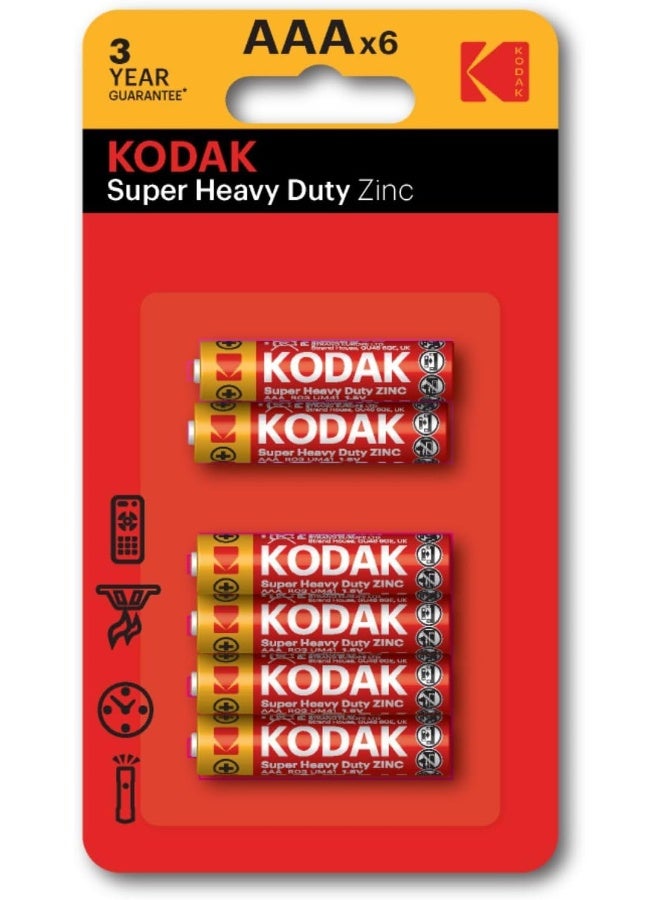 KODAK Super Heavy Duty AAA Batteries - 6 Pack - Image 1