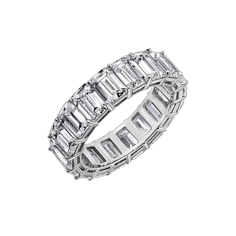 Diamonbliss Marilyn Monroe Eternity Ring For Women 14K Yellow Gold, Rose Gold, Platinum Plated 925 Sterling Silver Infinity Band | 10.30 Carats Emerald Cut Cubic Zirconia CZ Simulated Diamond (White, 5) - Image 1