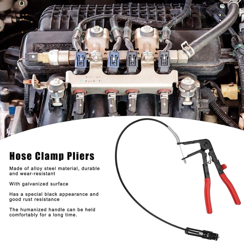 Hose Clamp Pliers, Flexible Bendable Throat Tube Bundle Clamps Tool, Steel Alloy Hand Pliers with Ergonomic Grip for Automotive and HVAC Hose Installation - Image 5