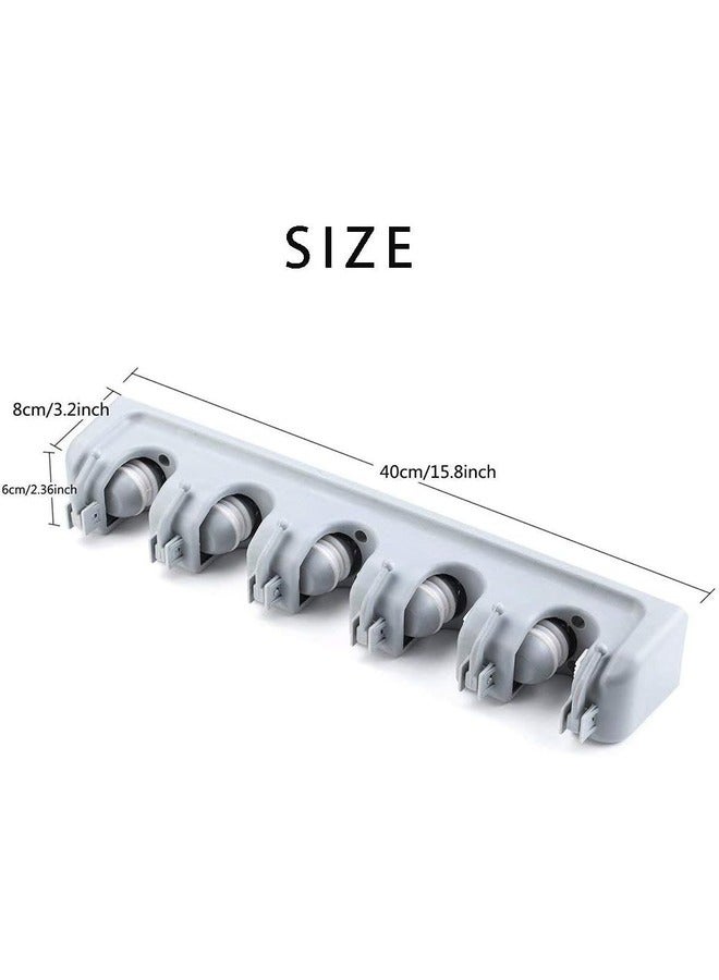 إلترازون Wall-Mounted Broom and Mop Holder: Plastic Organizer with 4 Positions and 5 Hooks, Holds Up to 9 Tools  - Image 3