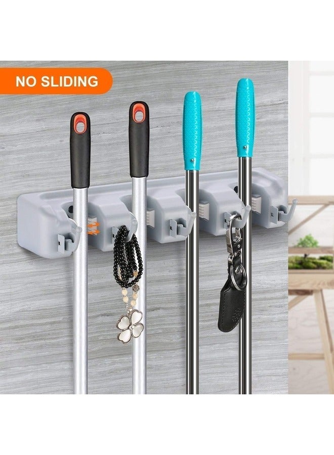 إلترازون Wall-Mounted Broom and Mop Holder: Plastic Organizer with 4 Positions and 5 Hooks, Holds Up to 9 Tools  - Image 4