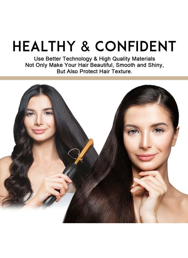 NICEMOVIC Ceramic Heating Hair Straightener Comb - Hot Pressing Brush for Natural Black Hair, Beard Wigs, and Curling (Gold)  - Image 5